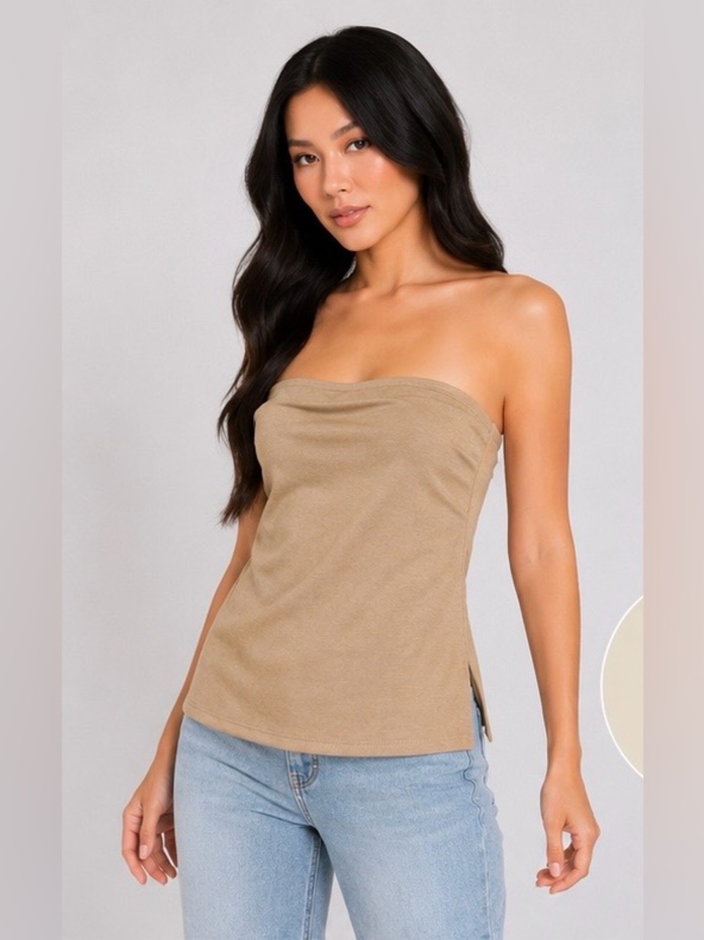 Madden Girl Strapless Tube Top with Side Slits NWT Size Large beige